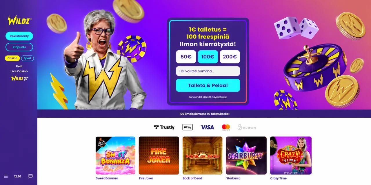 Wildz Casino talletusbonus ilmaiskierrokset ilman kierrätystä ja kolikkopelit Suomi